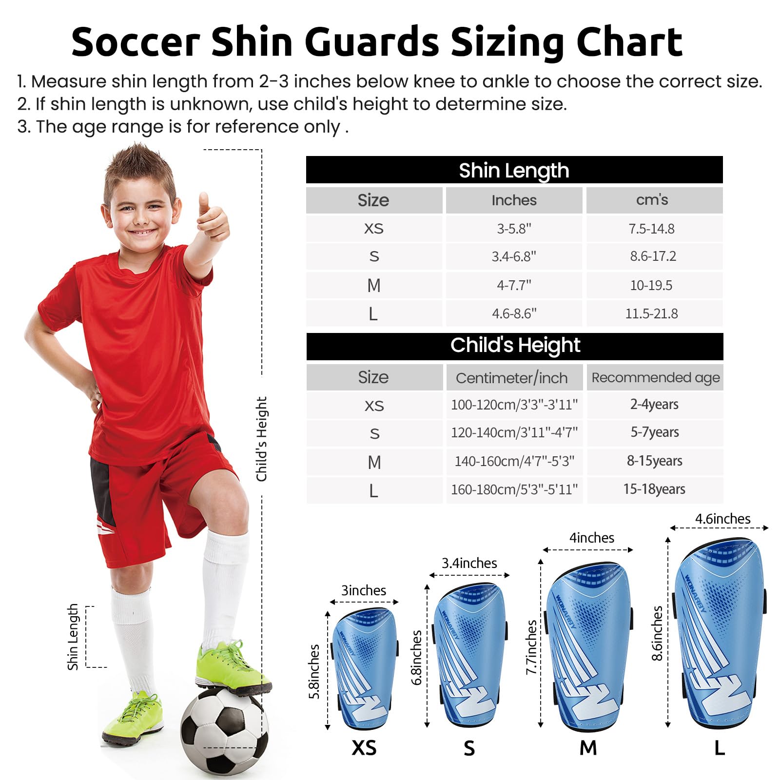 Shin Pads Football Youth Kids, Shin Guard for Boys Girls Teenagers 2-18 Years Old - Image 4