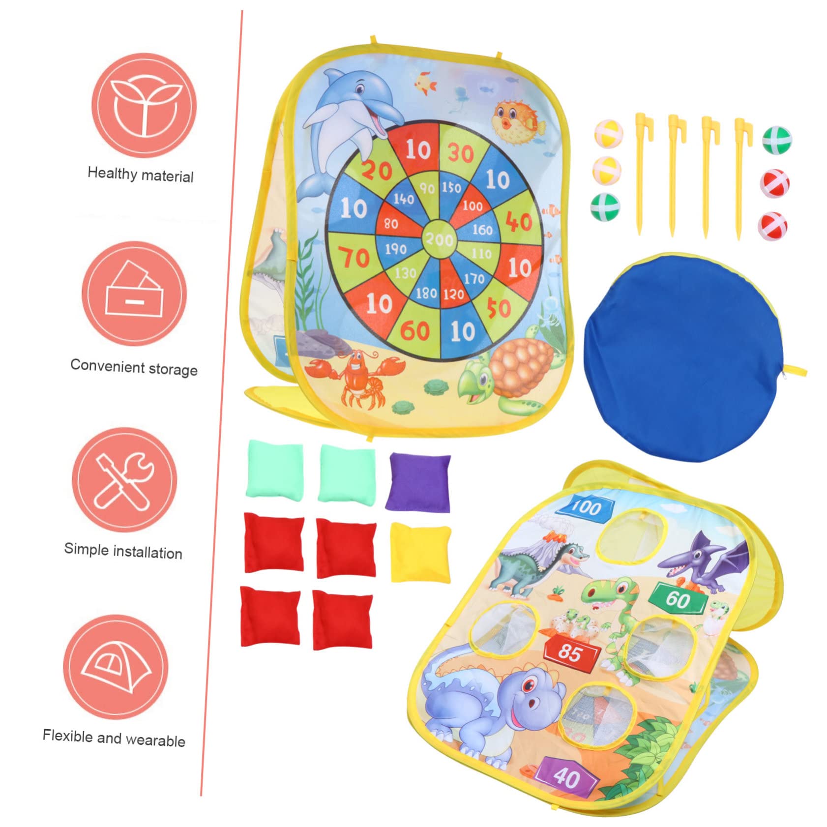 Gioco Sabbia Dinosauro in Stoffa per Ragazzo Ragazza | Bersaglio Pieghevole, Doppia Faccia, Gioco Genitori-figli, Uso Esteso Indoor e Outdoor