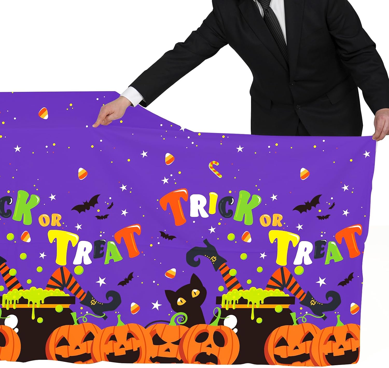 Halloween Party Disposable Tablecloth, Plastic Table Cover for Halloween decorations, 3 PCS, 54”x108”