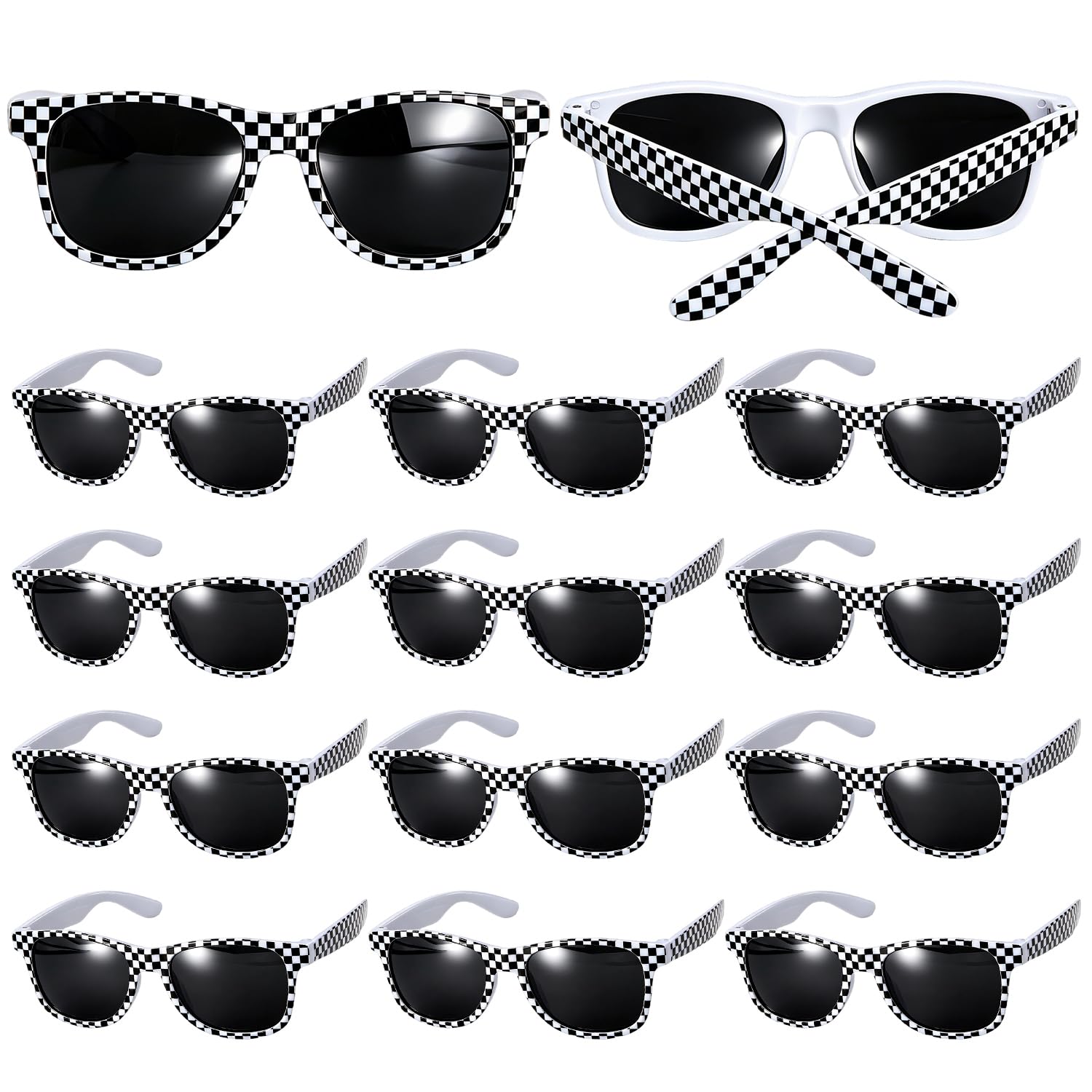 SYOZPXY 14PCS Checkered Sunglasses Bulk, Race Car Glasses