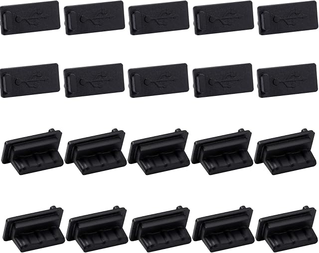Xinzistar 20Pcs Silicone USB Anti-Dust Micro USB Port Silicone Dust Cover 2.0/3.0 Port Plug Cover Cap Female Jack Interface Anti Dust Protector Compatible with Tablet Pc Notebook Laptop