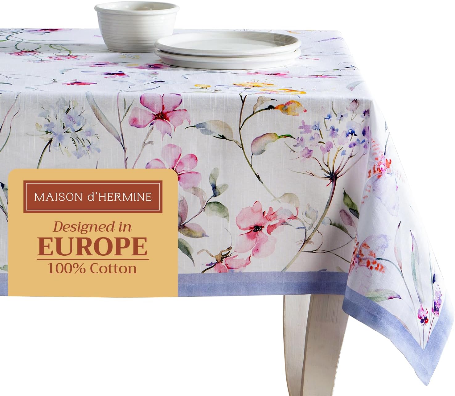 Maison d' Hermine Table Cloth Rectangle Table 100% Cotton 54 x 72 Inches Tablecloth Reusable Decorative for Dining Room, Farmhouse, Home, Party, Festive & Wedding Spring Summer - Summer Floral