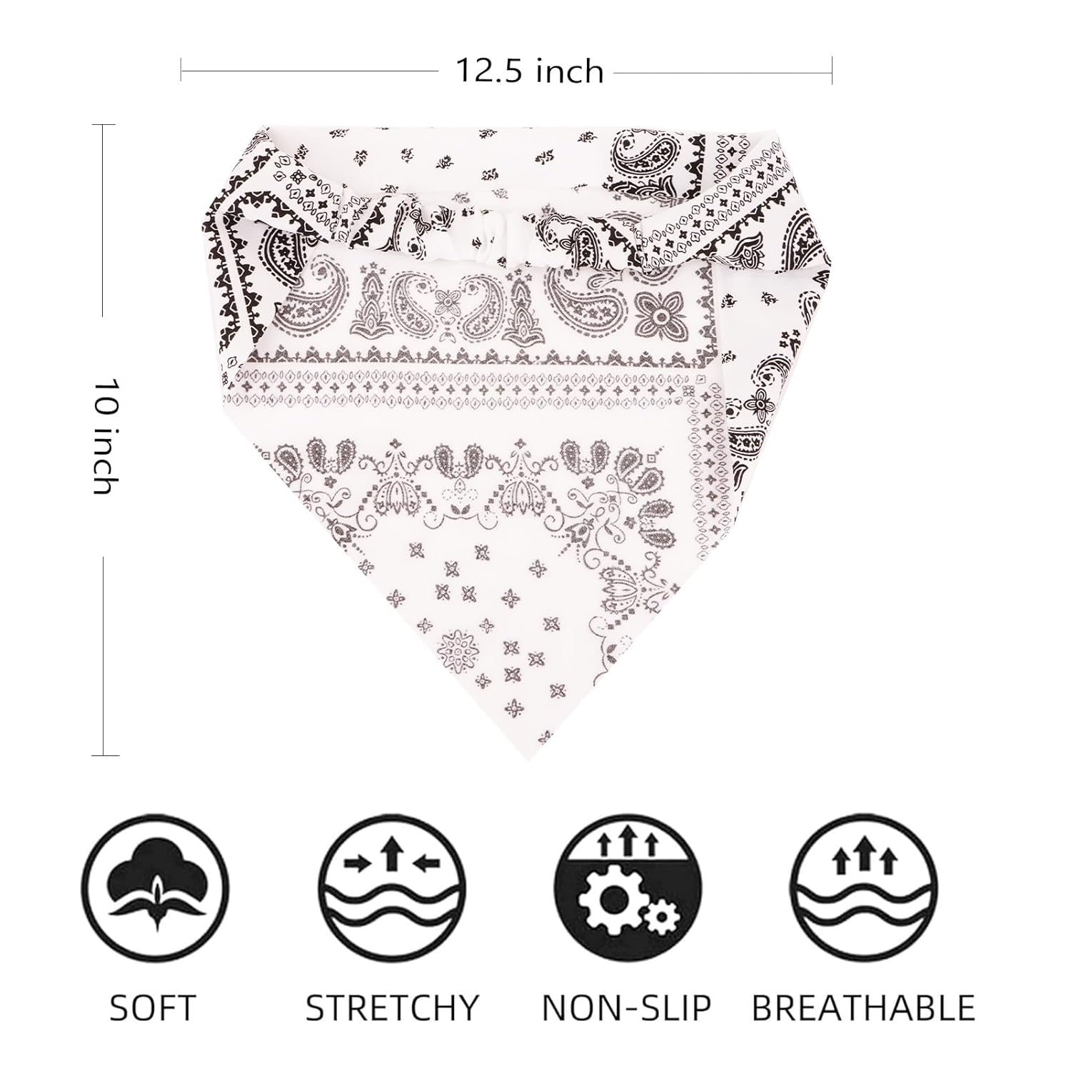 Elastic Hair Scarf Headband 3 PCS Bandanas for Women Paisley Triangle Head Bands for Women's Hair Non Slip Vintage Kerchief head scarf with Hair Clips for Girls - Image 3