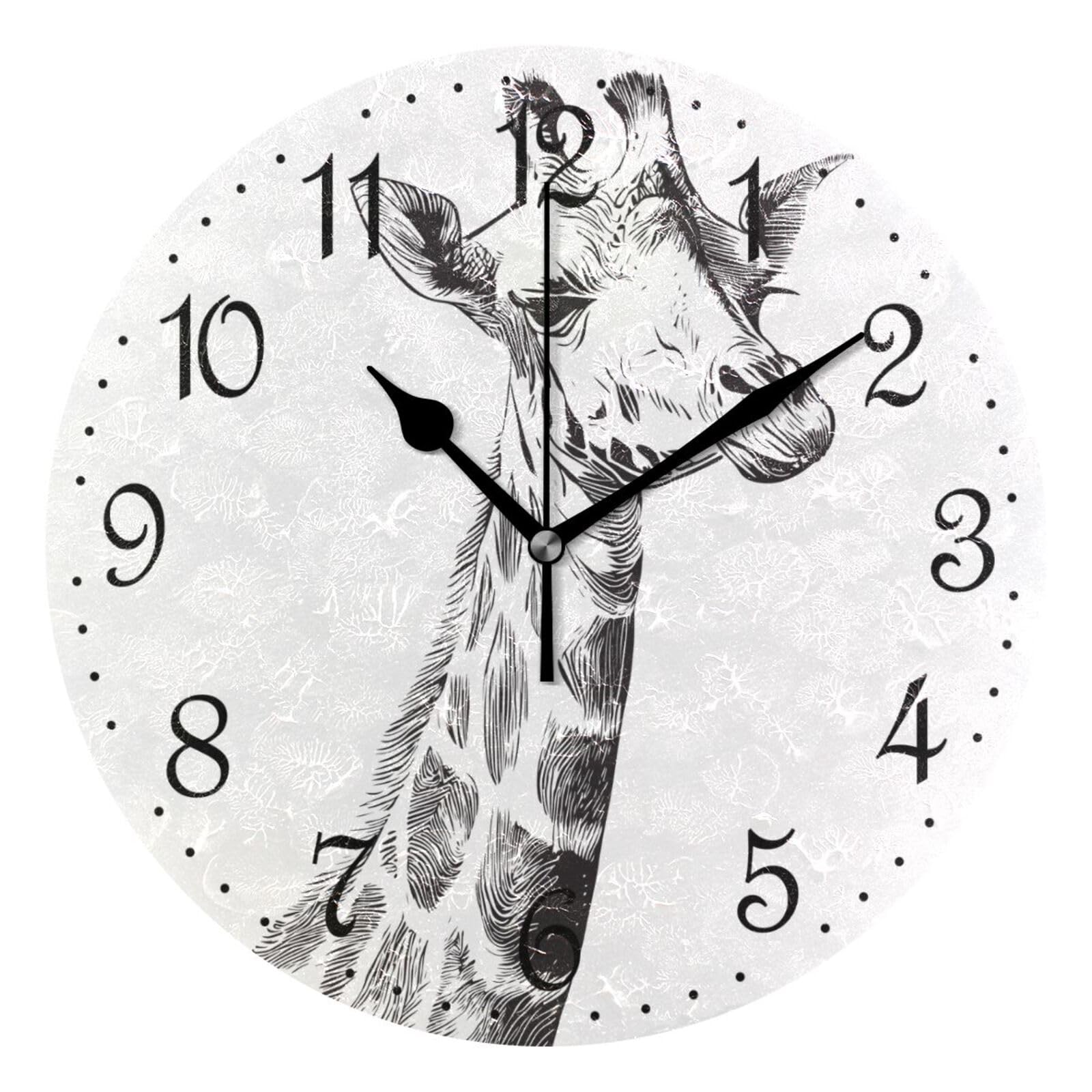 Horloge murale esquisse portrait girafe au design artistique moderne