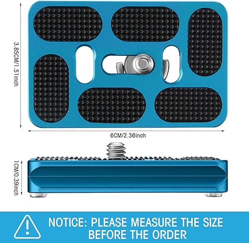 Vista 29 de Frienda 2 piezas de placa de liberación rápida de metal con tornillo de cámara de 1/4 a 20 placa de montaje de trípode se adapta estándar para Negro