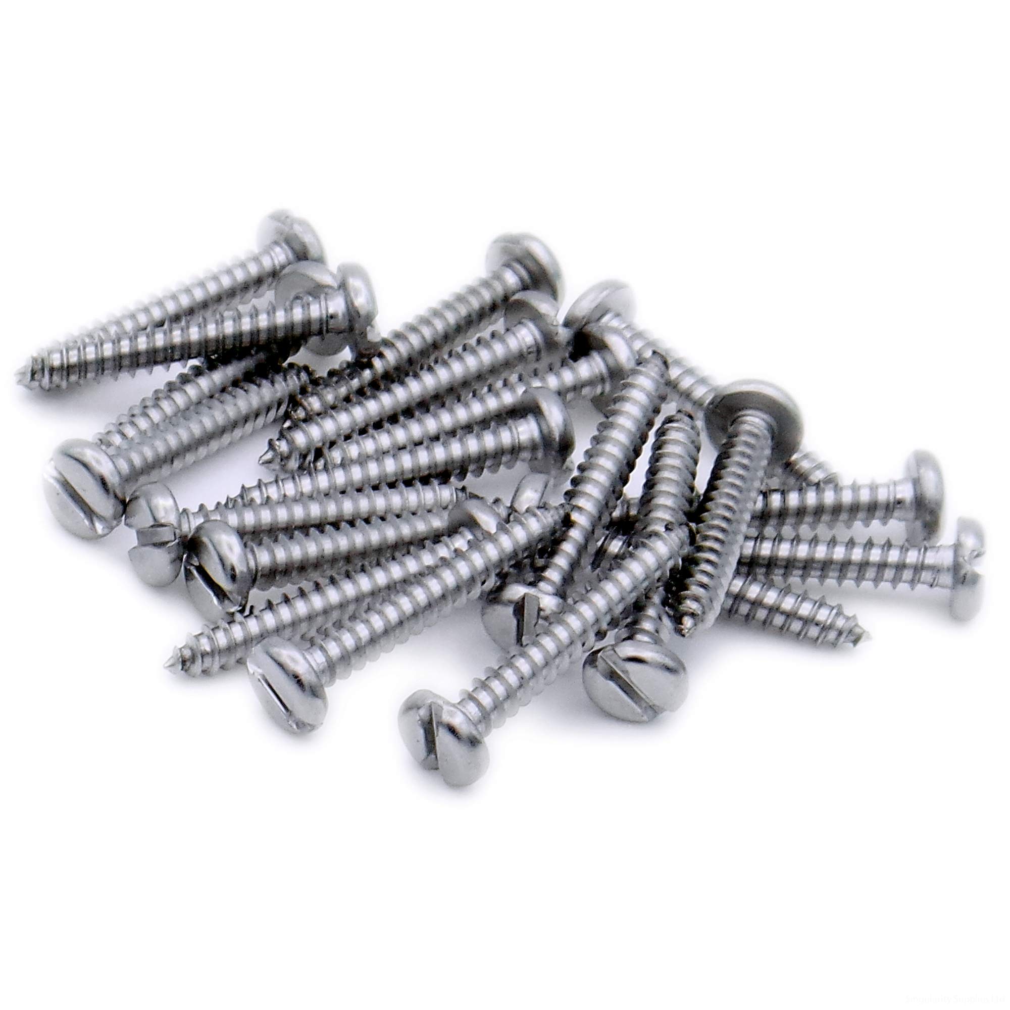 Singularity Supplies Silver No.6 X 0.875 (3.5Mm X 22Mm) Slot Pan Self-Tapping Screw - Stainless Steel (A2) (Pack Of 20)