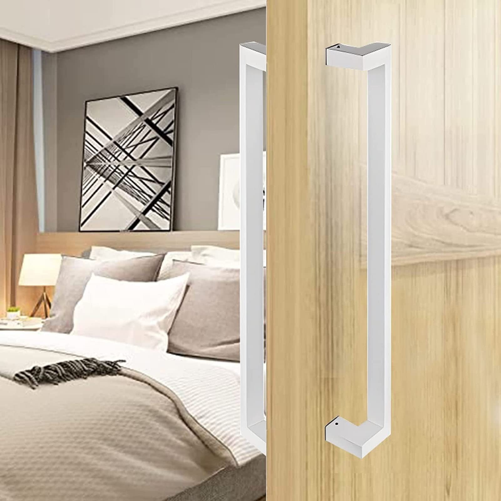SaryEdge Heavy Duty Stainless Steel Sliding Door Handle,Glass Door Handles,for Sliding Glass Shower/Barn Door/Interior Exterior Door,5 Colors /57.5cm,E-L:60cm(23.6in),E-L:60cm(23.6in)/57.5cm(22.6in)