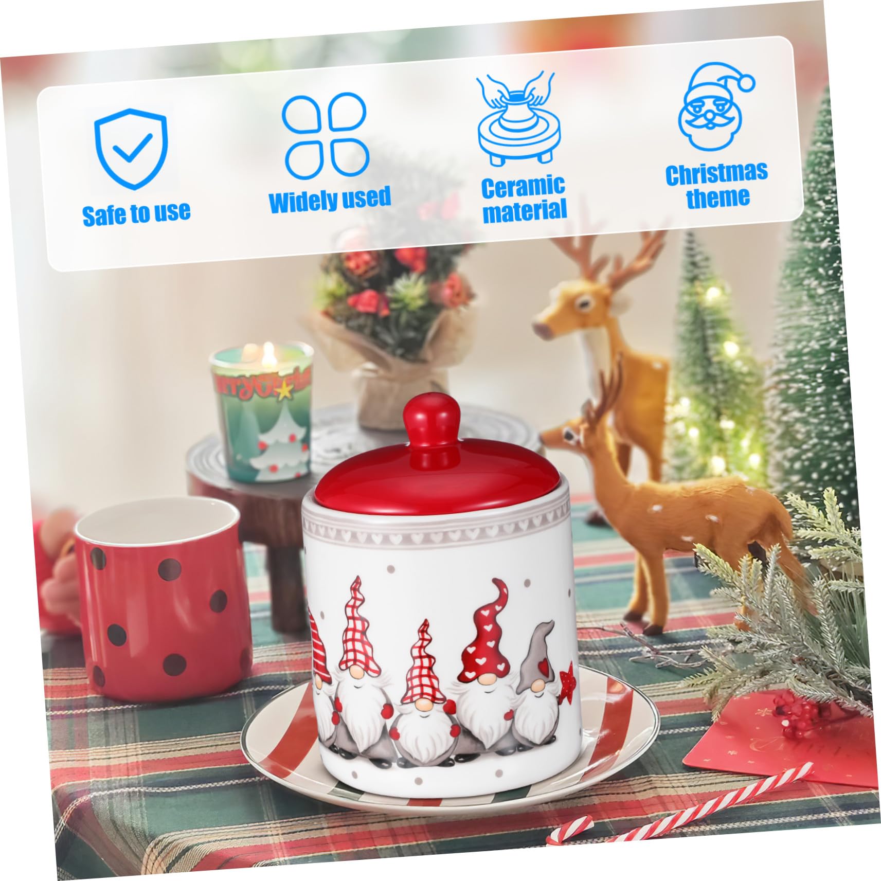 Keramik Vorratsdose Groß Rund mit Luftdichtem Deckel Vielseitig für Tee Trockenfrüchte und Snacks Weihnachtsmotiv Praktische Aufbewahrung für Küche und Haushalt