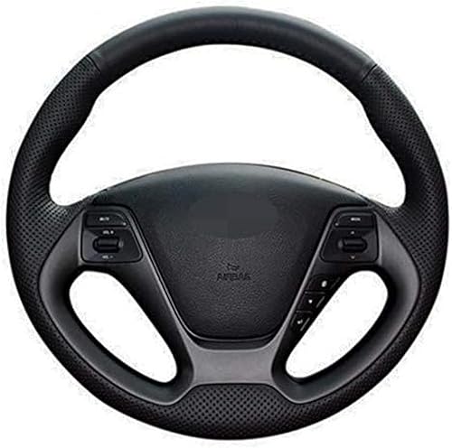 Car Steering Wheel Cover DIY Hand-Stitched Black Leather,for Kia K3 2013 K3S 2014 K2 Rio 2015 2016 Ceed 2012-2017 Cerato Car Accessories,Black