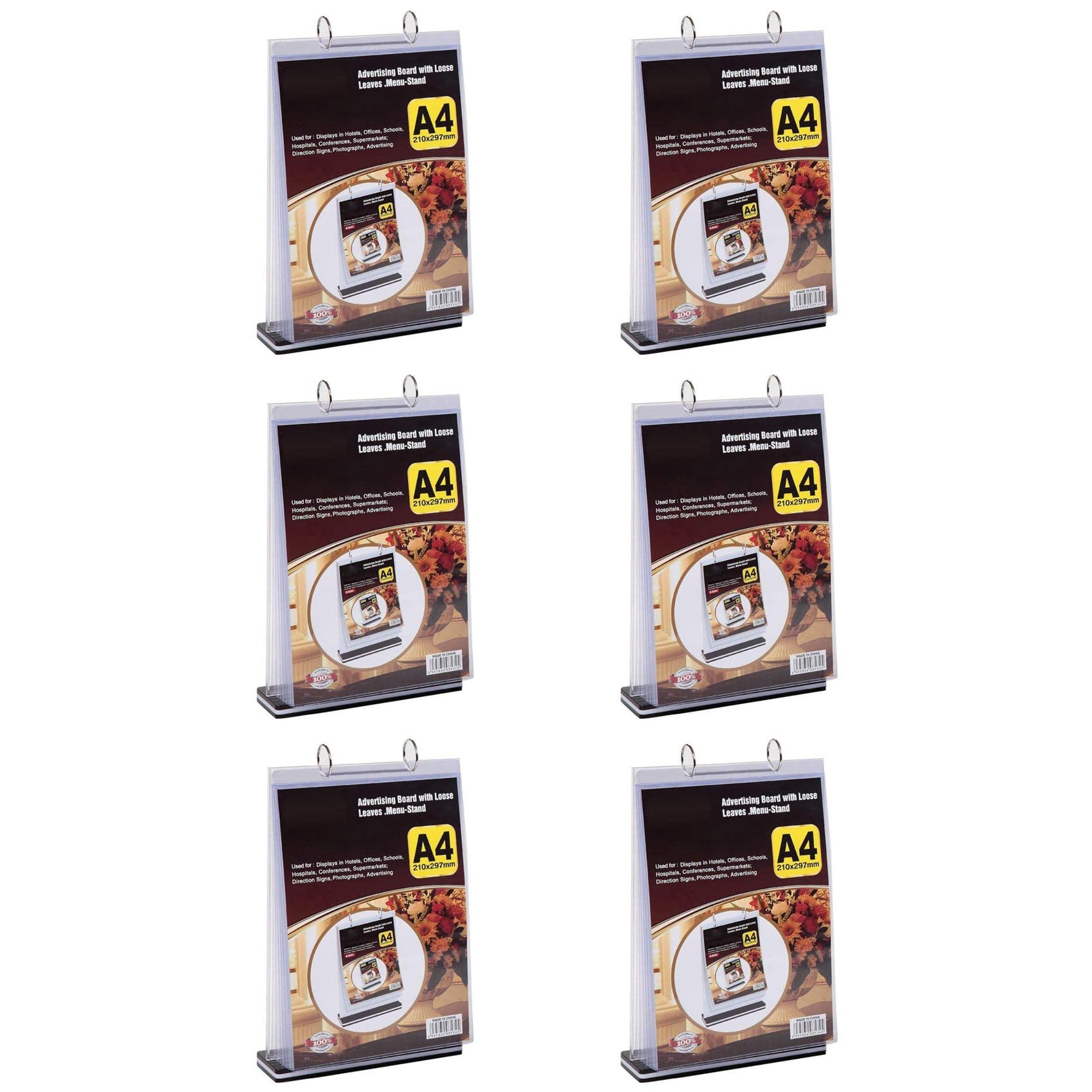 Vjsujehgy 6X A4 Multi-Page Flip Display Card Label Display Stand Detachable Label Business Menu Holder