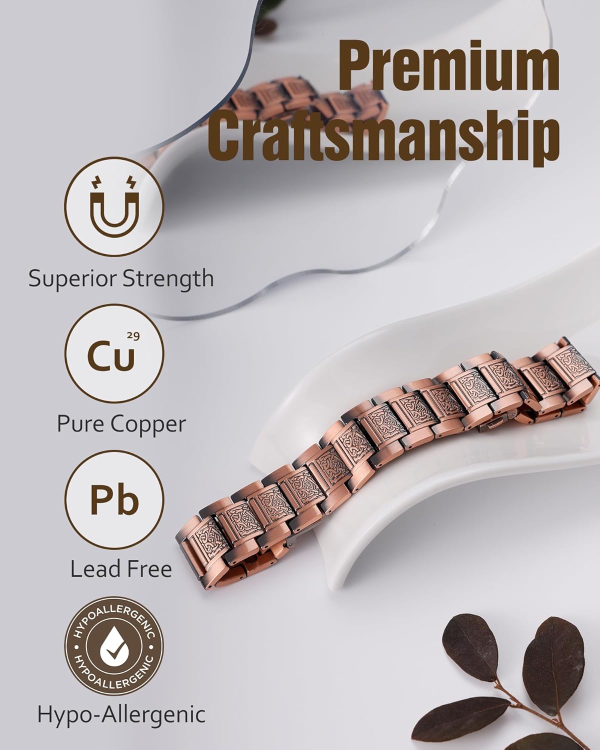 Jecanori 3X Strength Copper Magnetic Bracelet for Men,Pure Copper Bracelet Included Sizing Tool, Ideal Gift - Image 3