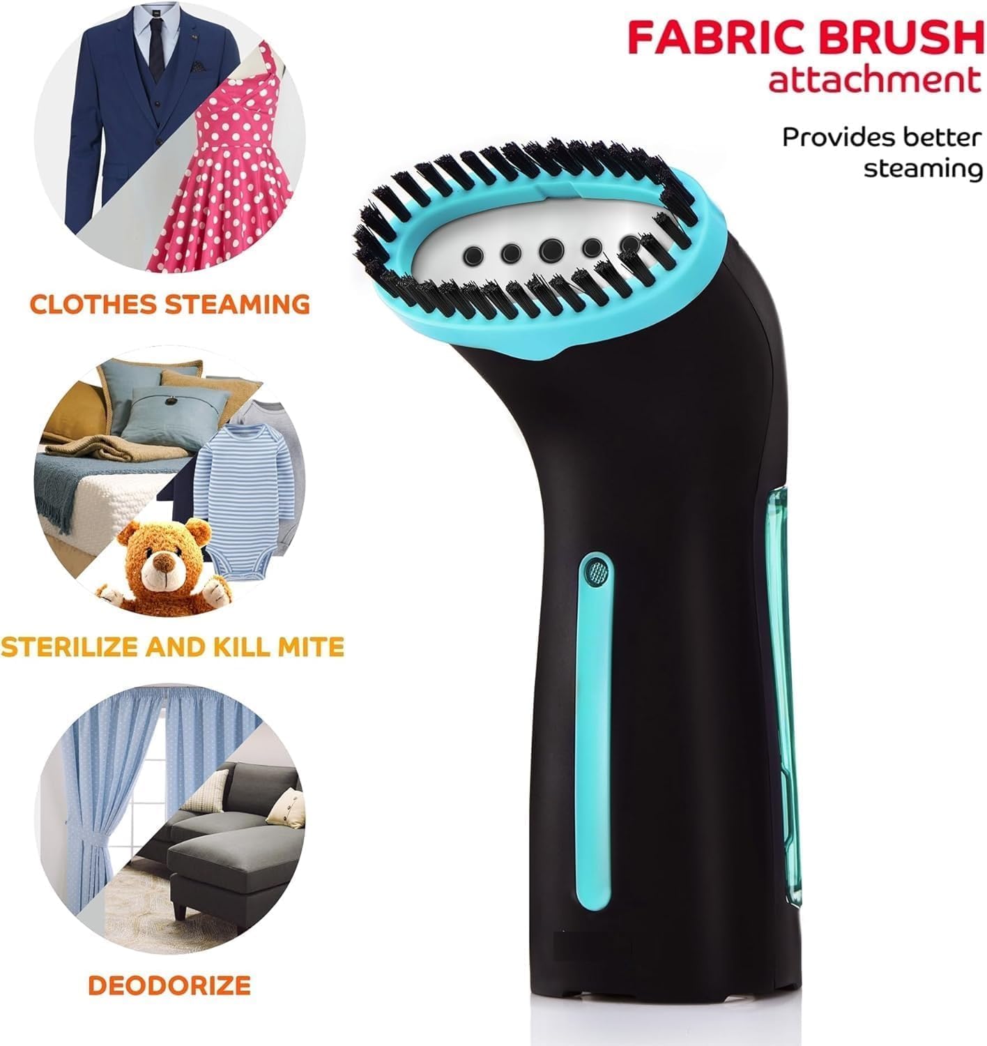 Travel Steamer for Clothes - Portable, Handheld for Clothing Garment and Fabric - No Spitting, Safe and Little Handy - Compact Home Mini Steamer for Curtain Metal Plate, 110V Only (Metal)