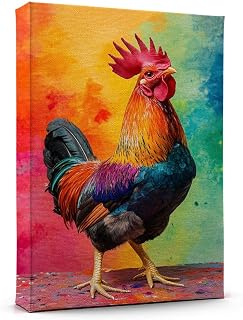 Chicken Pekin Frizzle Canvas Wall Art Animal Decor, Chicken Pekin Frizzle Poster Prints Wild Animal Artwork for Living Room Bedroom Office 190HD225