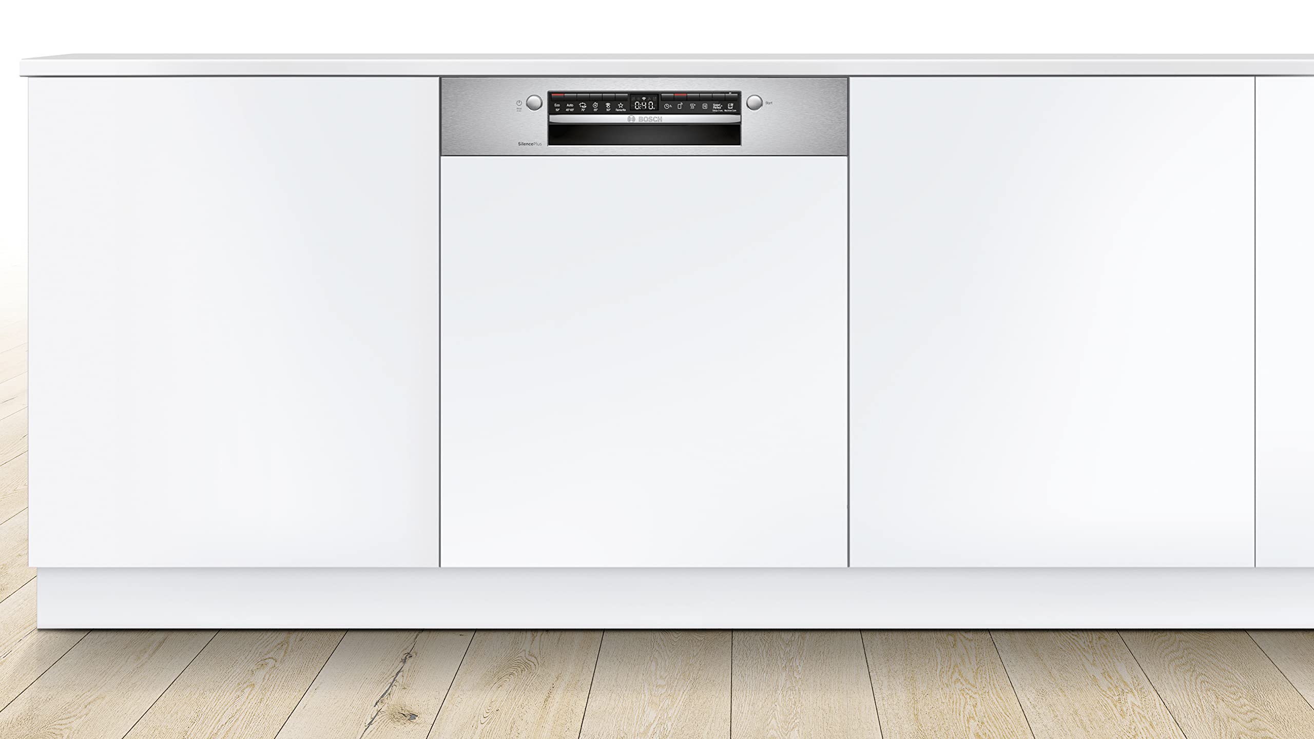 Bosch SMI4HTS35E Serie 4 Smarter Geschirrspüler integriert, 60 cm breit, Besteckkorb, Silence Programm besonders leise, Extra Trocknen auf Knopfdruck, AquaStop Schutz gegen Wasserschäden