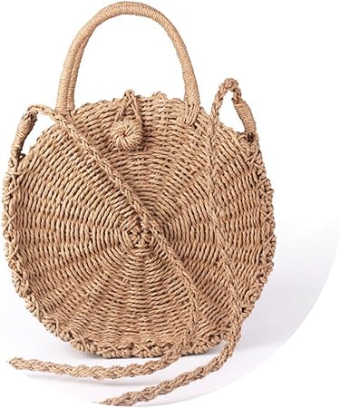 Fatte A Mano In Tessuto Di Rattan Round Borsetta Corda Retrò Maglia Borsa  Messenger : Amazon.it: Scarpe e borse