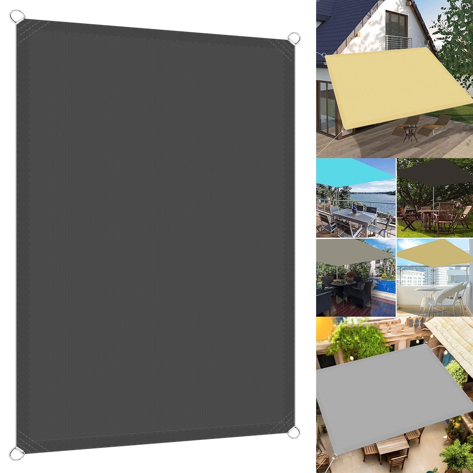 Voile d'ombrage imperméable pour camping et jardin, bâche grise de terrasse