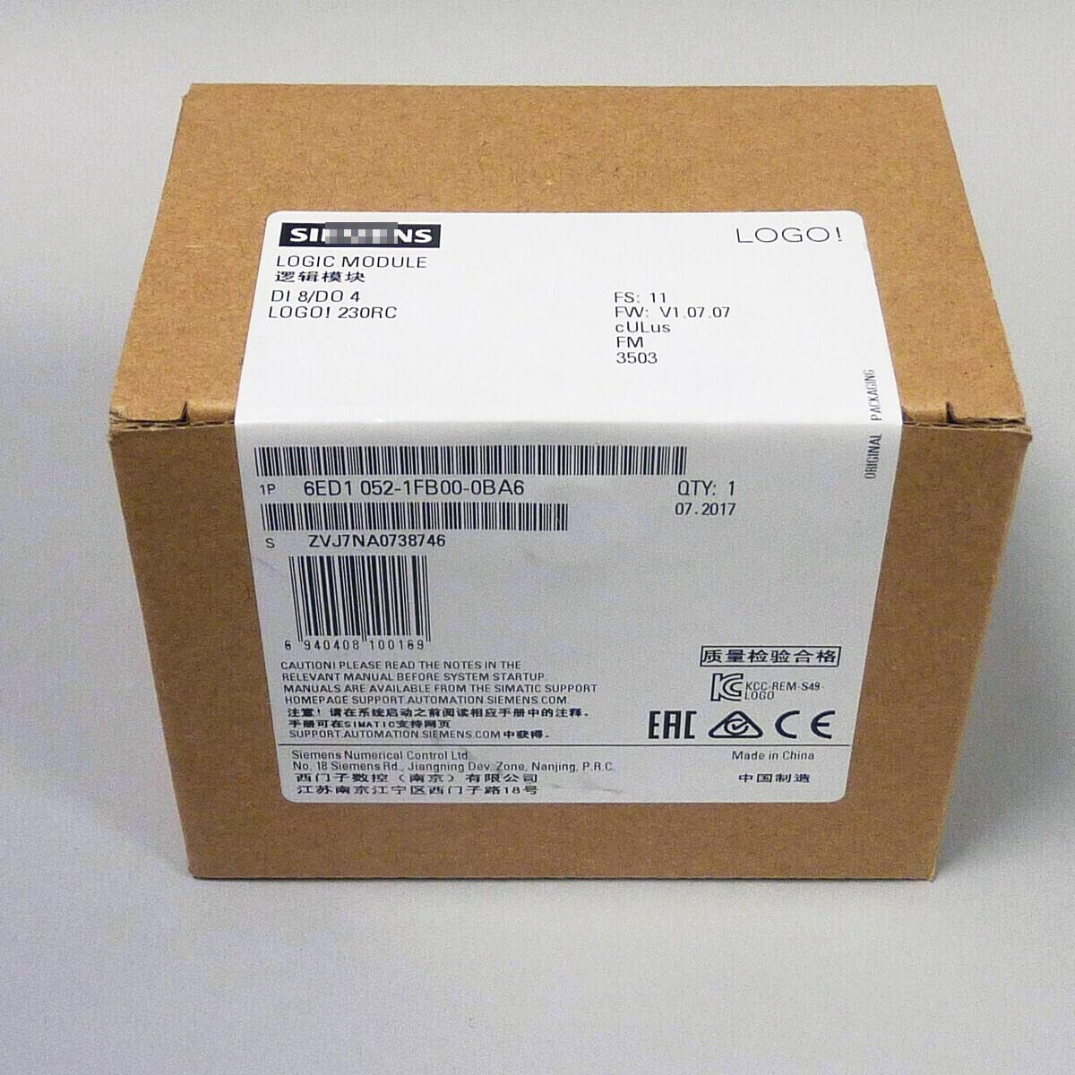 6ED1052-1FB00-0BA6 230 RC Logic Module 8 DI/4 DO PLC Module 6ED1 052-1FB00-0BA6