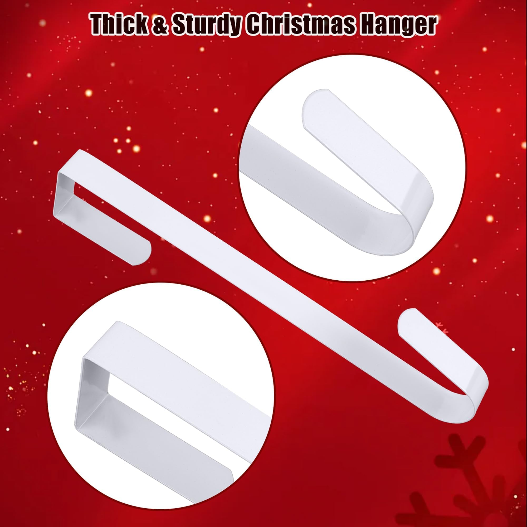 Aodaer 15 Inch White Metal Christmas Wreath Hanger Hook Non-Slip Door Hook for Party Holiday Home Decoration - Image 3