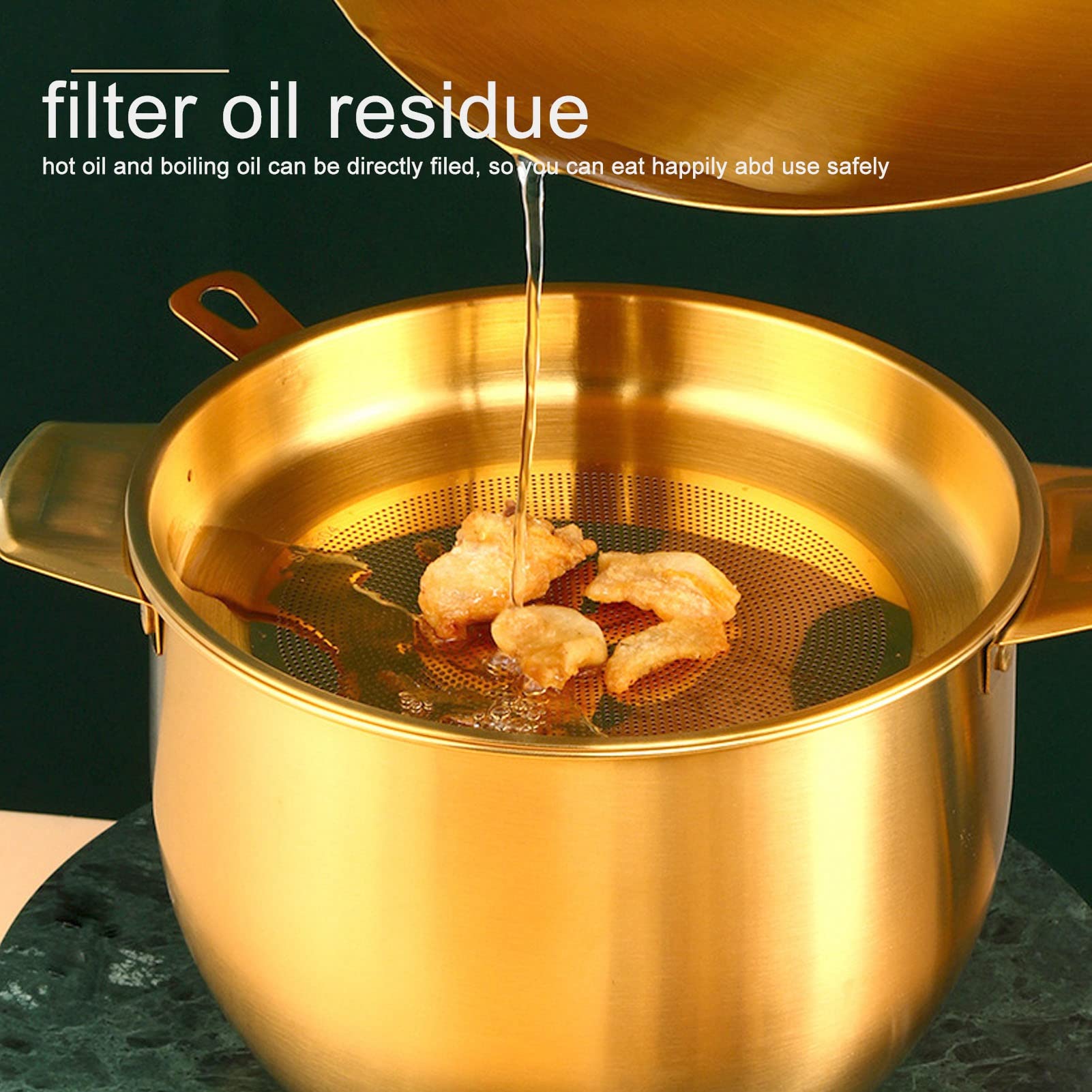 Bacon Grease Container with Fine Mesh Strainer, 2.8L Oil Pot with Strainer Cooking Oil Filter Tray, Stainless Steel Oil Storage Pot Can for Cooking Oil, Frying Oil(Gold)