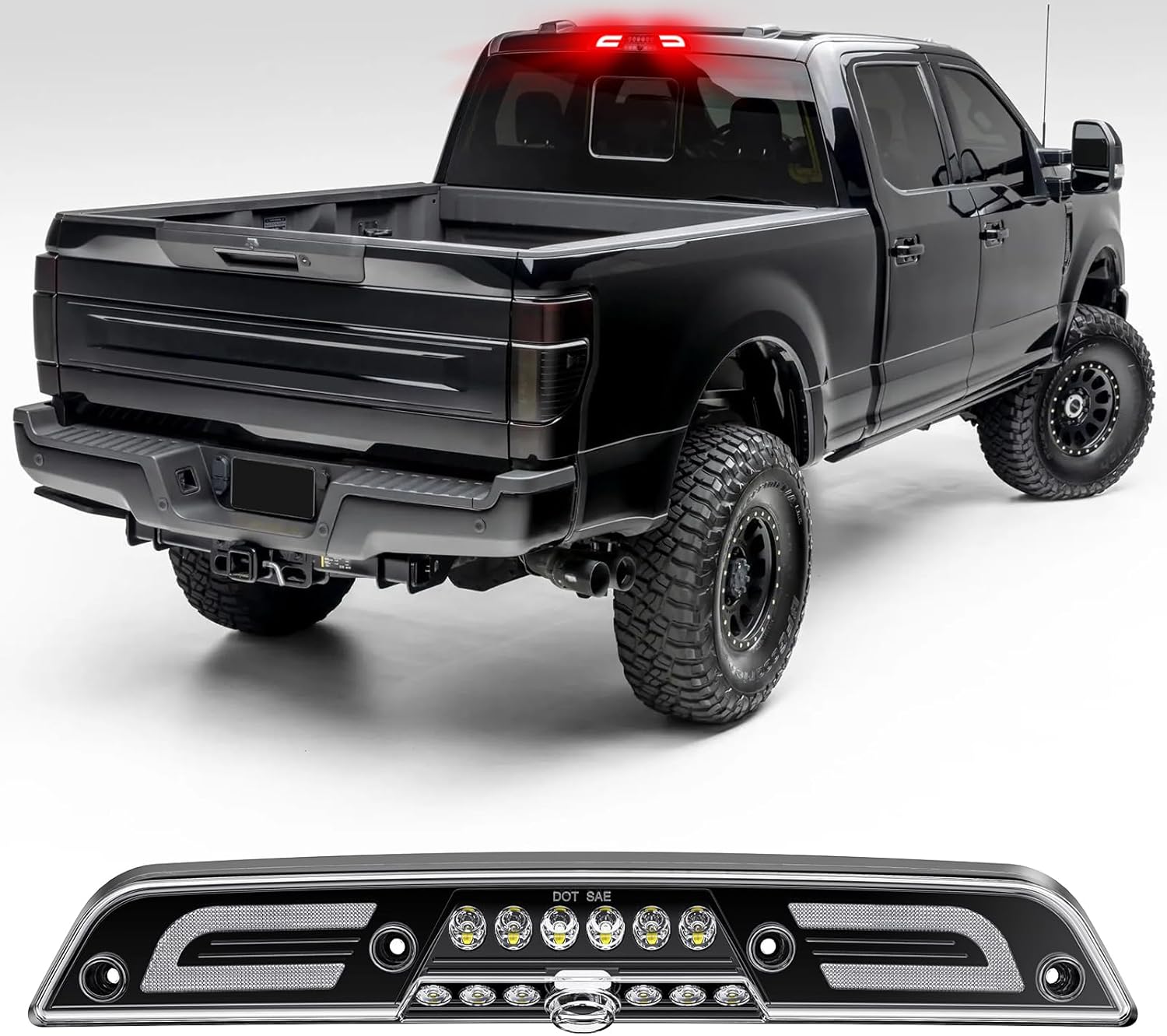 LED 3rd Third Brake Light Compatible with 2015-2025 F150, 2017-2025 F250 F350 F450 F550 Super Duty, 2019-2025 Ranger, Only Fits Models with Cargo Bed Camera, Clear Len