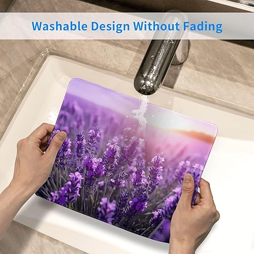 Miniatura 5 de Alfombrilla de ratón romántica con estampado de lavanda morada, base de goma antideslizante, alfombrilla de mouse para juegos es para computadora