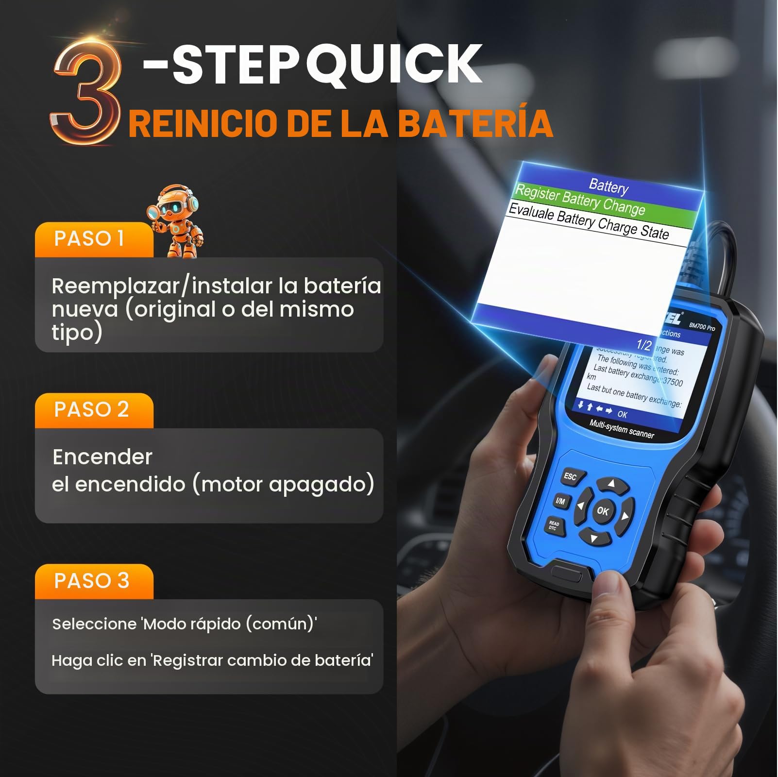 ANCEL BM700Pro Lector de código OBD2 Todo System Herramienta de Diagnosis