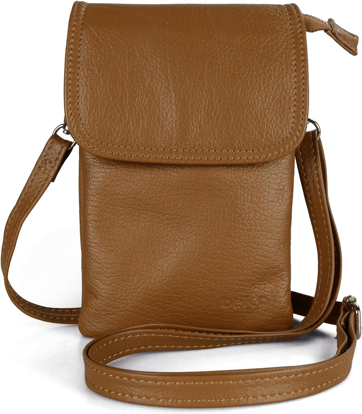 Genuine Leather Small Crossbody Bags for Women Cell Phone Bag Cross Body Purses,Silver Zipper