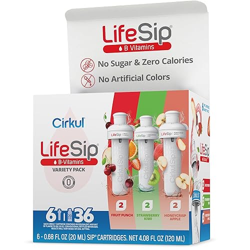 Cirkul LifeSip B-Vitamins Flavor Water Variety Pack, Makes 36 Drinks, No Sugar, Zero Calorie Drink Mix, (2 Fruit Punch, 2 Strawberry Kiwi, 2 Honeycrisp Apple) - LifeSip Variety Pack