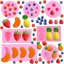 7 Pcs Fruit Fondant Candle Molds FAURAPMNG Silicone Snack Mold Chocolate Gummy Food Molds with Orange Strawberry Pineapple 3D Mulberry Blueberry Shapes for Jelly Cupcake Topper Candle Decor