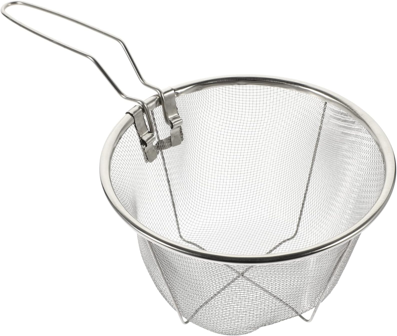 DELITLS Stainless Steel Deep Fat Fryer Basket with Square Plastic Handle, Food Strainer Wire