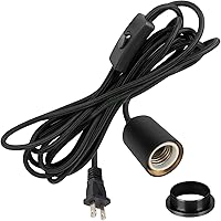 Vista 1 de Cable de luz colgante enchufable con interruptor, kit de lámpara colgante trenzada con zócalo de bombilla de cerámica, cable de repuesto