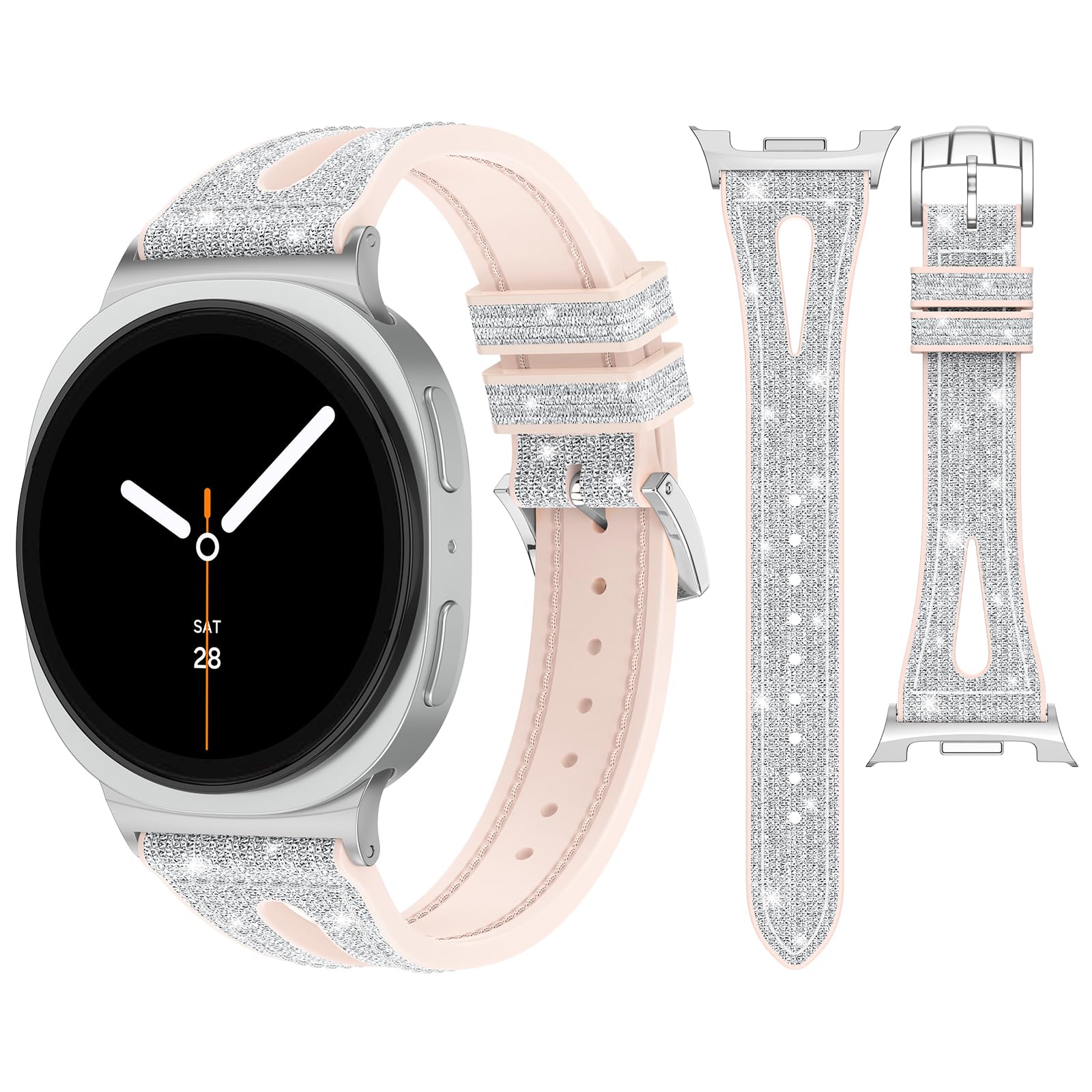 Neitra 22mm Schmal Ersatzarmbänder Silikon Glitzer für Samsung Galaxy Watch 8 40mm 44mm Armband & Samsung Watch 8 Classic 46mm