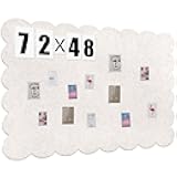 Mooliwe Scalloped Felt Bulletin Board 72 x 48 Inches Foldable Beige Pin Cork Board Alternative for Wall, 6' x 4' Trifold Picture Vision Self Adhesive Bulletin Decorative