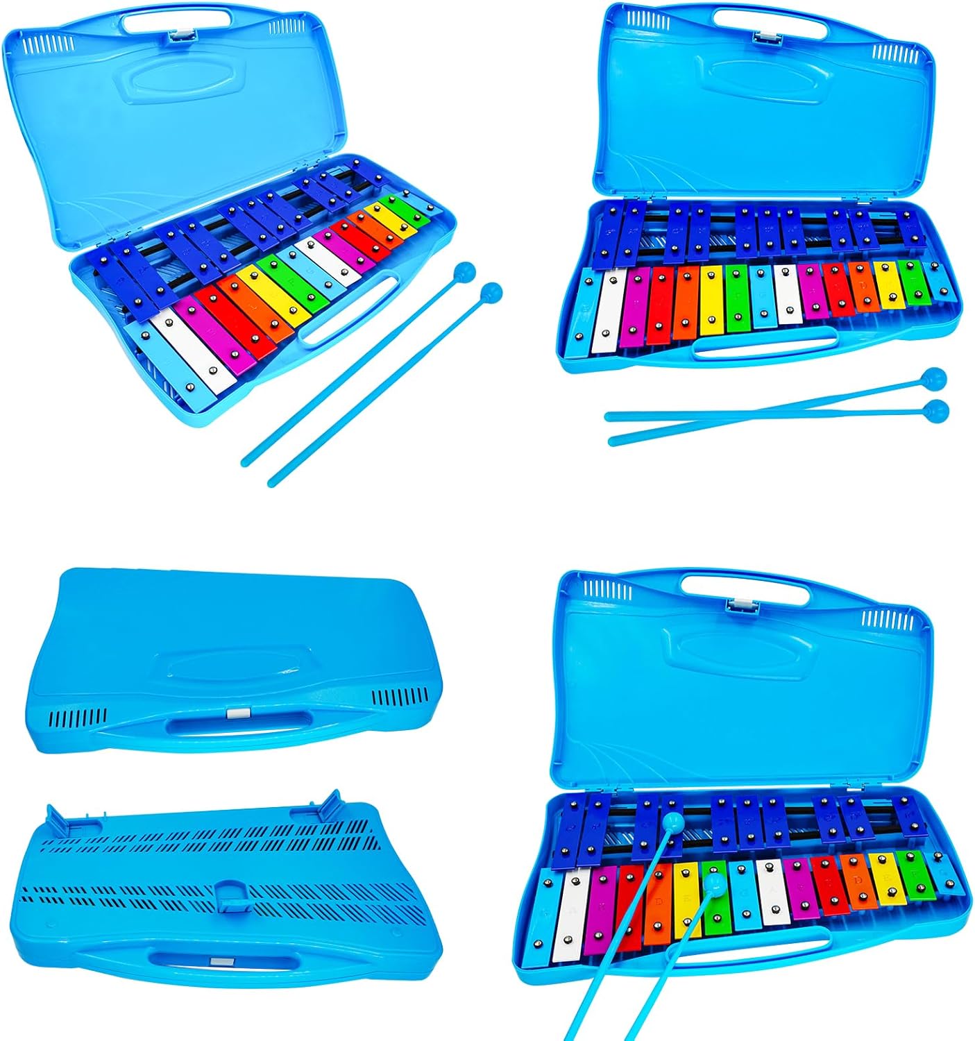Xylophone 25 Notes Xylophone Glockenspiel for Kids Metal Percussion Instrument with Case Two Safe Mallets, Perfectly Tuned Music Teaching, Gifts(Blue)
