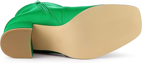 Miniatura 5 de Allegra K Botines de tacón con cremallera lateral y punta cuadrada para mujer