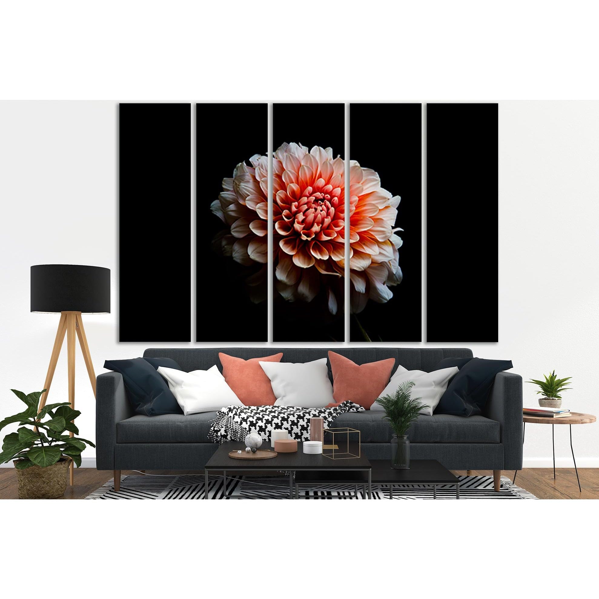 Impression sur toile fleurs SL723 tableau 5 panneaux 115x75 cm