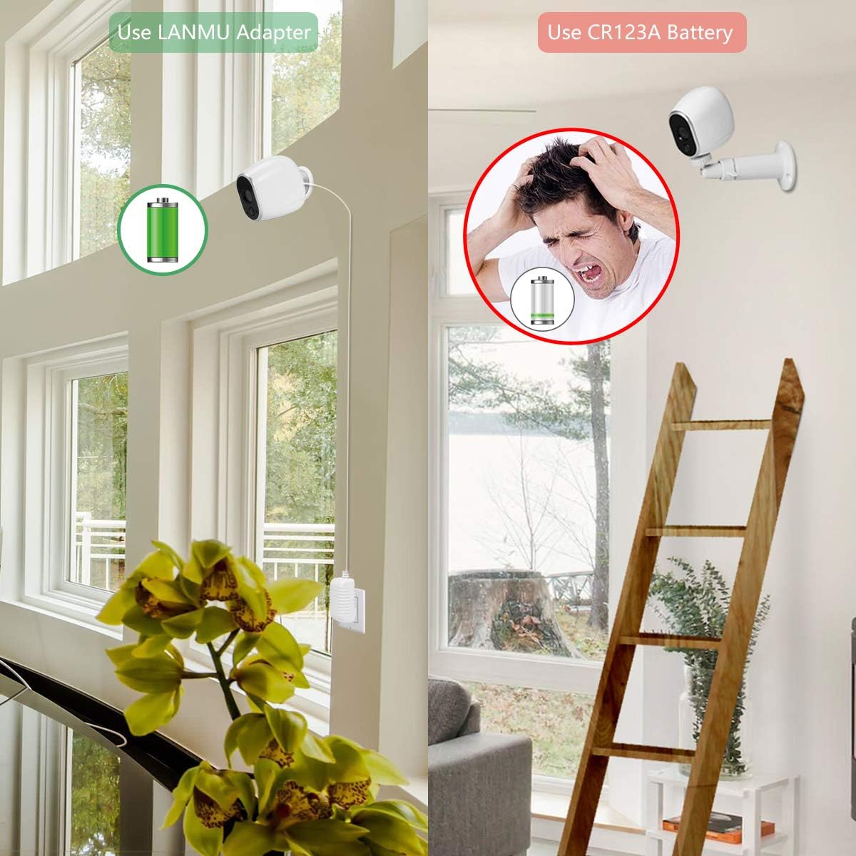 LANMU Power Adapter Compatible with Arlo VMC3030 Security Camera, Continuous Power Supply