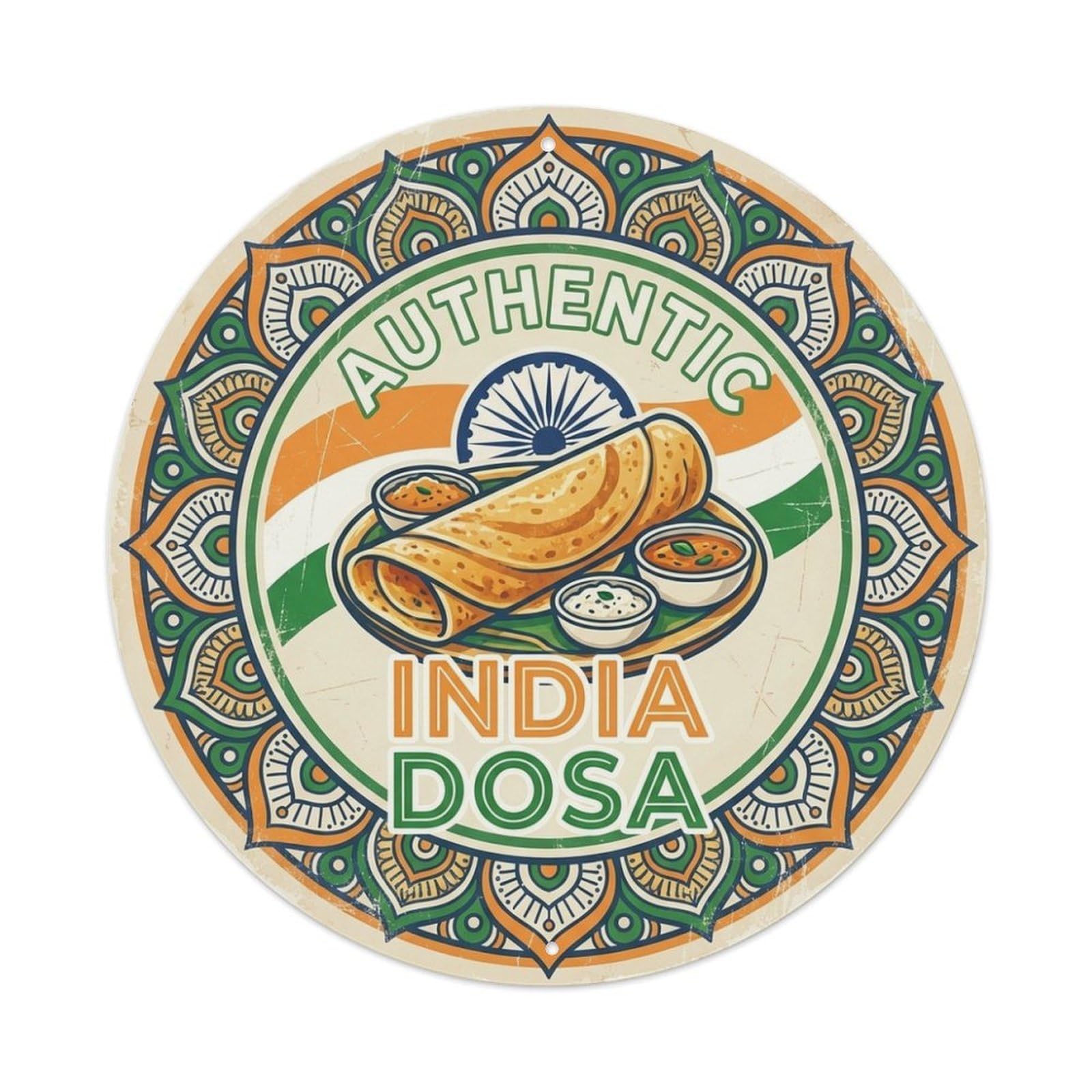 Olhnbad Style India Dosa Travel Crepe Dish Regional Cuisine Metal Tin Sign