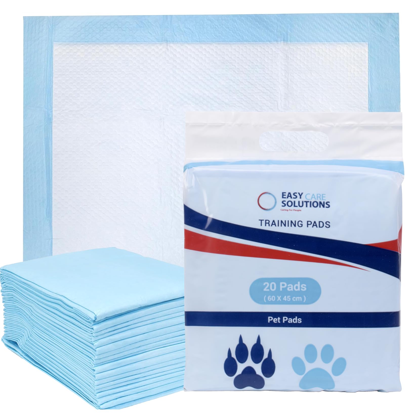 Easy Care Solutions Blue 80 X Dog & Puppy Training Pads | 60 X 45Cm | Super Absorbent Large Pet Pads | Leak - Proof Heavy Duty Training Pad | 4 Packs Of 20