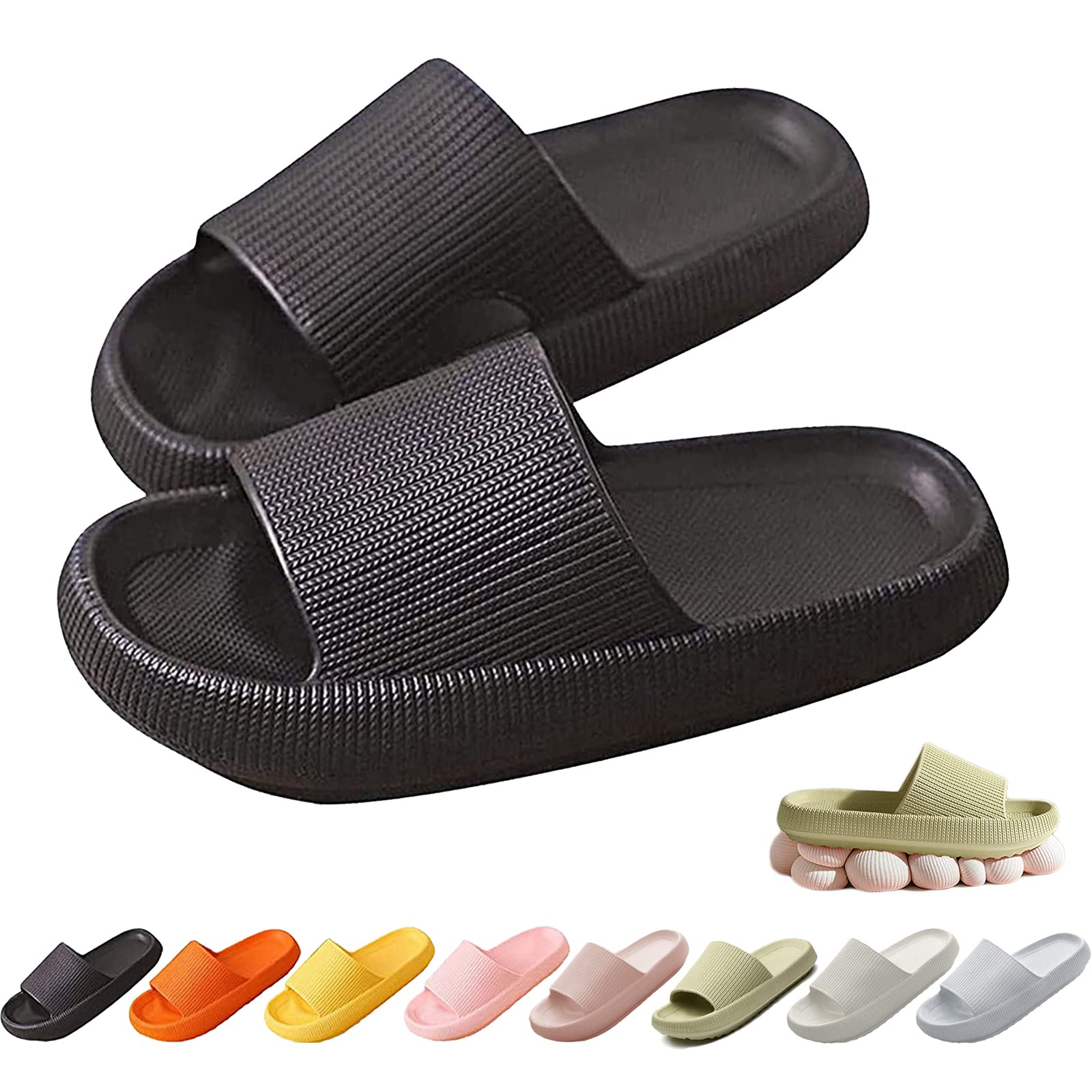 Foggs Japan Slippers, Cloud Slippers for Women and Men, Super Soft Shower Sandals Bathroom Non-slip, Cushioned Thick Sole Quick-drying Open Toe Style Slippers