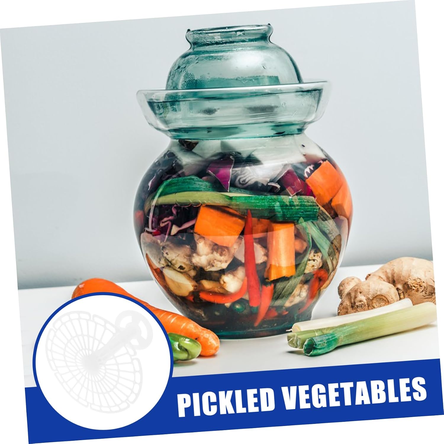 pickles vegetables Pickling Jar Press Tool Portable Jar Press Plate Fermenting Jar Vegetable Fixer practical Press Supply Pickle Fixer 15c Accessories small plastic white