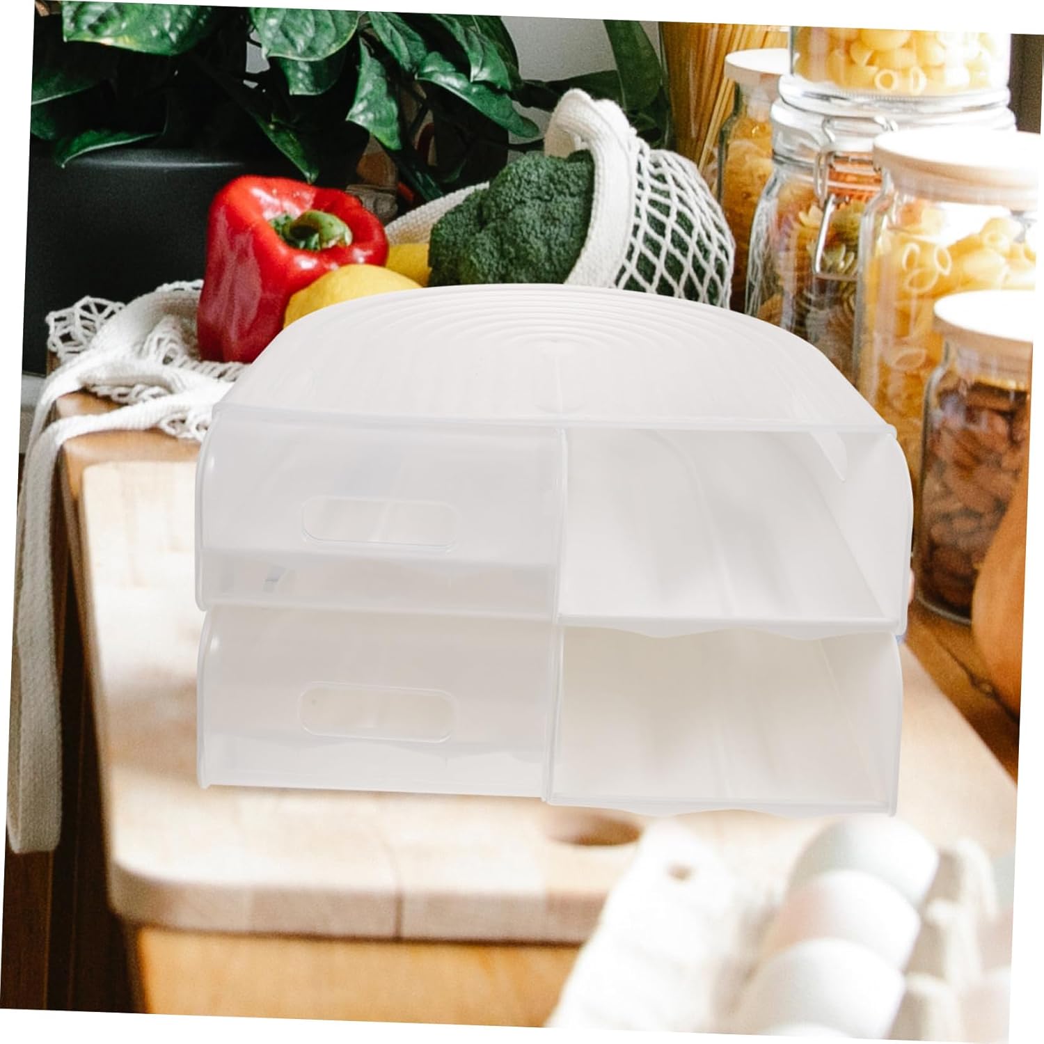 Gadpiparty Freezer Box with Multi-layer Design Automatic Rolling Storage Container for Refrigerator Material for Kitchen Use