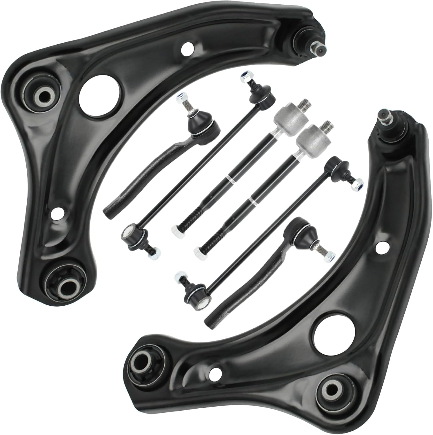 Gariqe Front Control Arms w/ Ball Joints, Inner/Outer Tie Rods & Sway Bar Kit for 2012-2019 Nissan Versa, Versa Note & Micra