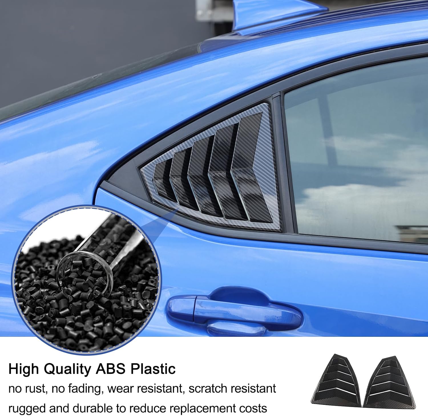 Daeiclru Rear Side Window Louvers Compatible with Subaru WRX 2022 2023 2024 2025 2026, Rear Side Window Louver Decorate Cover, Air Vent Scoop Shades Cover Accessories (Carbon Fiber Pattern)
