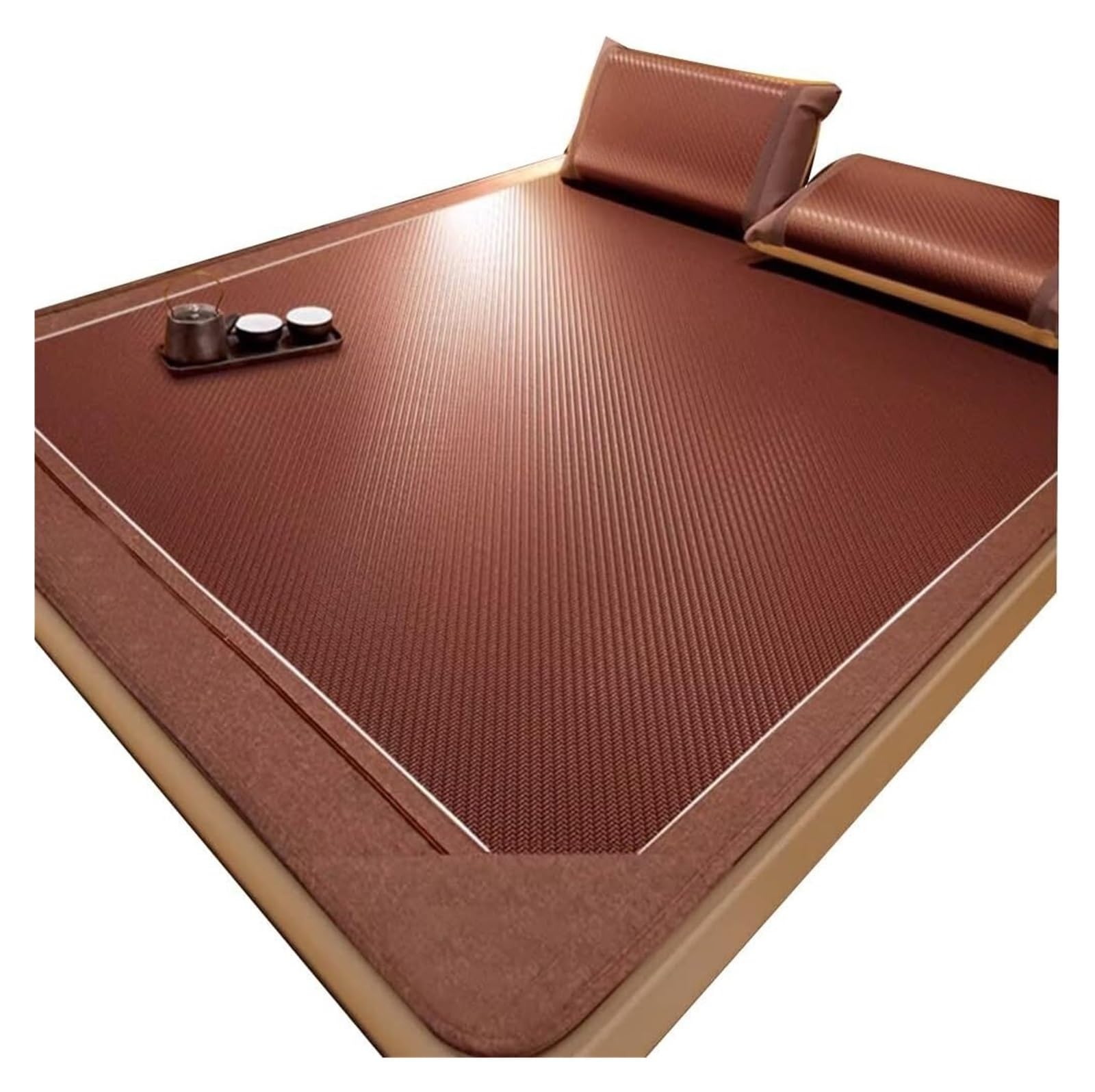 Alfombrilla de cama refrescante de verano de ratán transpirable y plegable de 1,5x1,95m