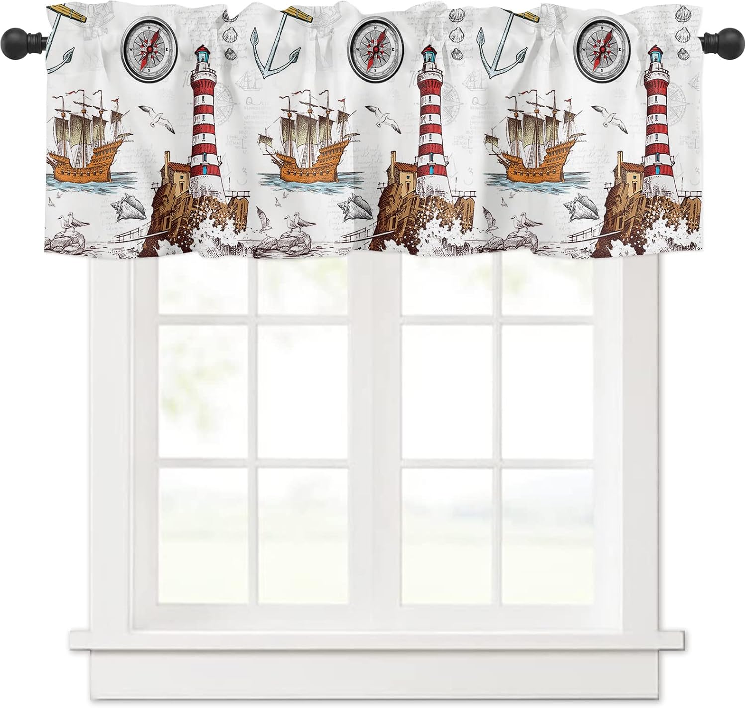 Ocean Nautical Valances Window Treatment Farmhouse Decor