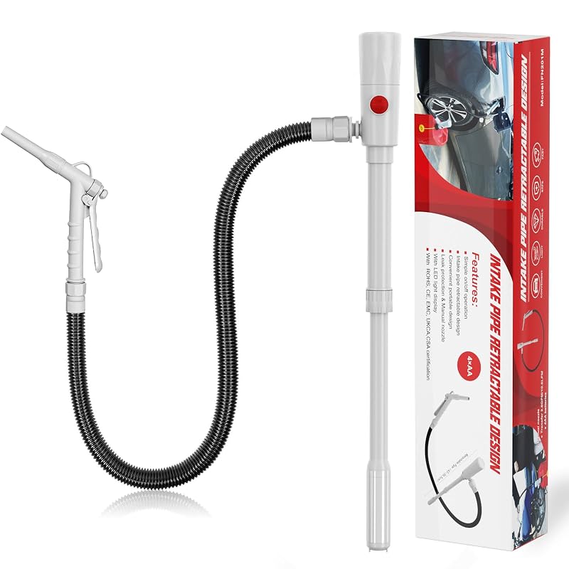 Bomba de transferência de combustível anngrowy a bateria com bico manual, mangueira de 136,4 cm e tubo extensível de 39,9 cm