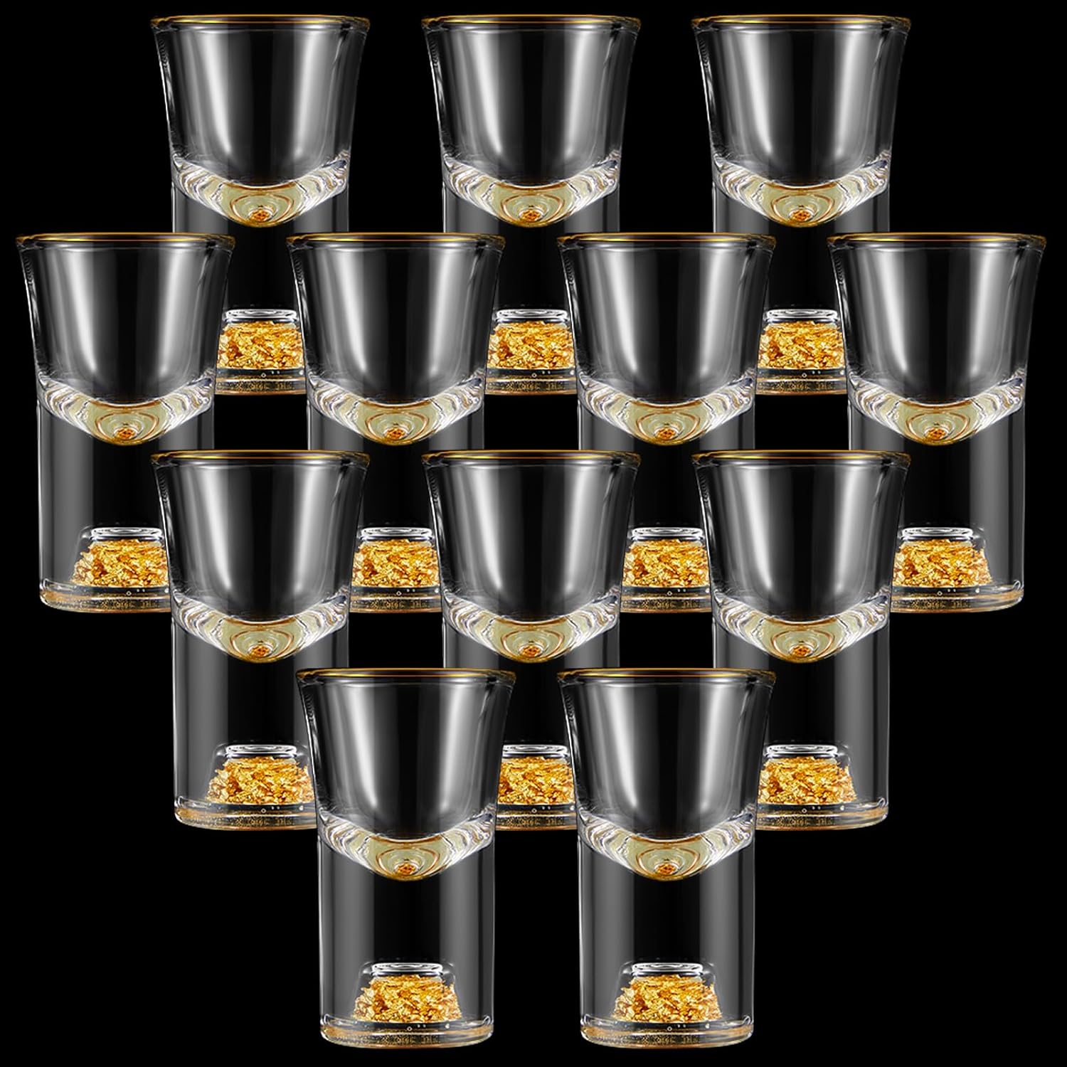 Lallisa 12 Pcs 0.5 oz Shot Glasses Decorated with Gold