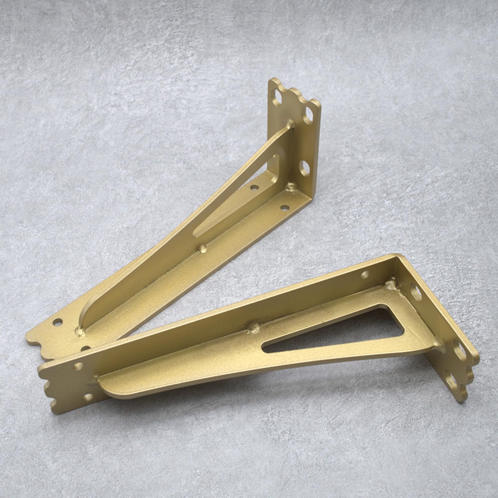 2 Pezzi Reggimensola Ferro,Staffe per Mensole Pesanti,Staffa Supporti per Mensola a Parete Triangolare 90 Gradi Angolo Retto,per Casa,Cucina e l'ufficio,con Viti,Oro (35cm x 10cm)