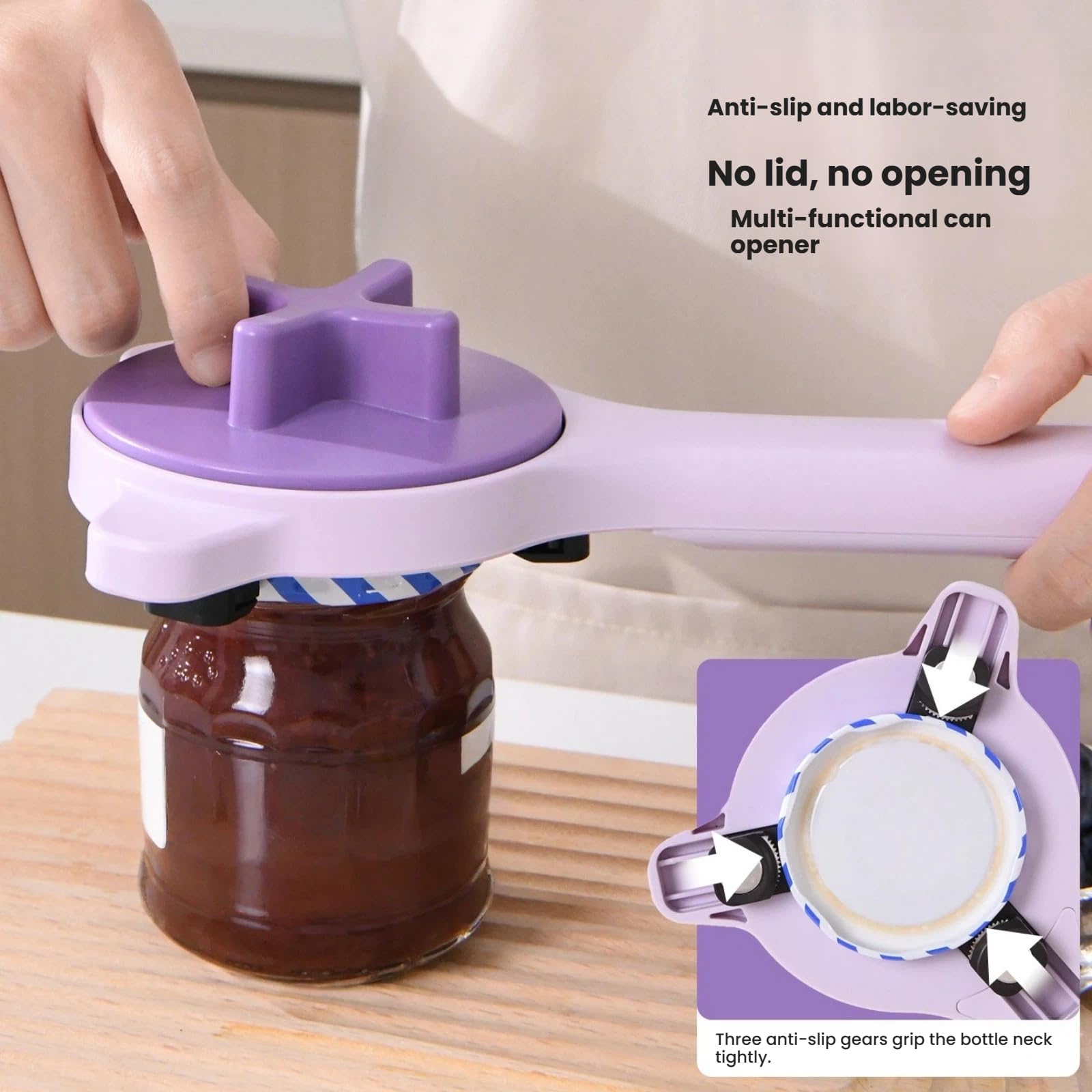 Multifunktionaler Glasöffner, verstellbarer manueller Flaschen- und Dosenöffner, ergonomischer Anti-Rutsch-Griff für Senioren und Arthritis, universelles Küchenwerkzeug für den Heimgebrauch